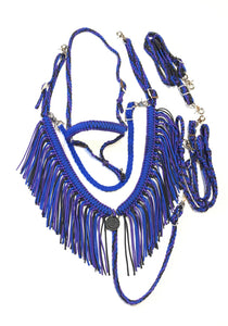 Fringe tack set WITHOUT headstall   purple, black,  and royal blue