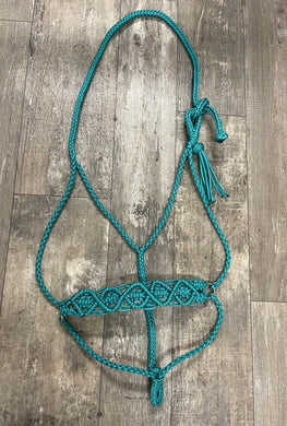 Braided horse halter green turquoise