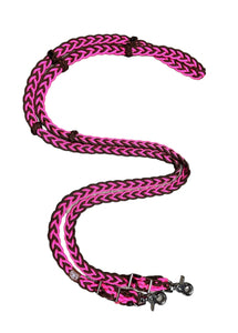 Barrel reins with adjustable grip knots you choose length hot pink and chocolate brown 1/2” …you can change color