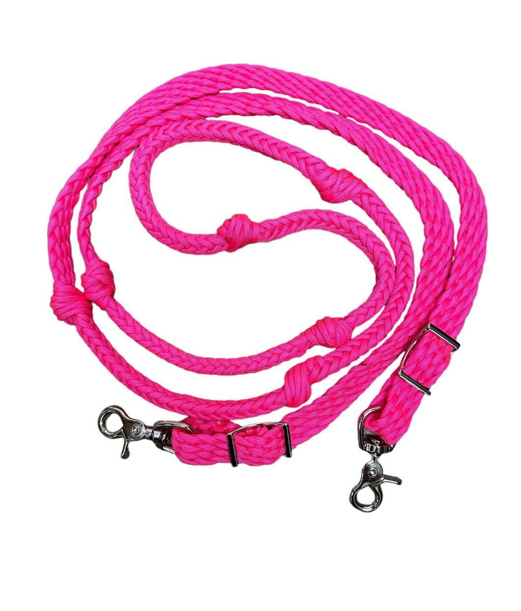 Hot pink  Barrel Reins, Round with grip knots