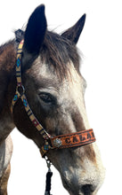 PERSONALIZED tan tribal nylon horse halter