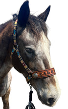 PERSONALIZED tan tribal nylon horse halter