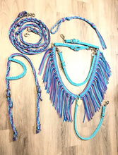 Fringe Breast Collar tack set lilac, royal and turquoise