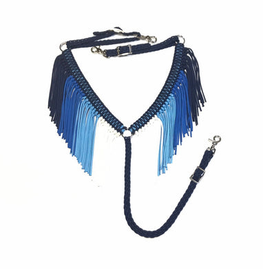 fringe breast collar blue ombre