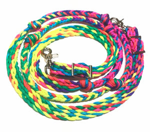 Tie dye Barrel Reins, Round with grip knots