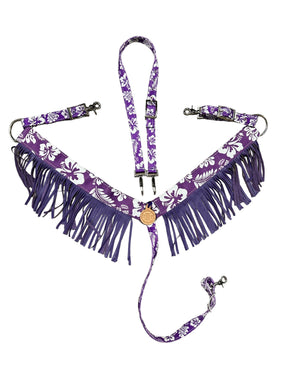 purple Aloha  fringe tack set breast collar nylon horse size