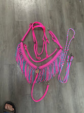 Hot Pink and light Teal Tack set with barrel reins …. All sizes.