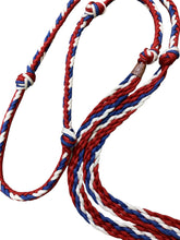 Red white and blue Barrel Reins, Round with grip knots