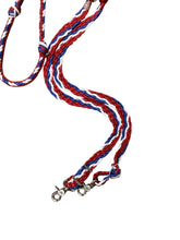 Red white and blue Barrel Reins, Round with grip knots
