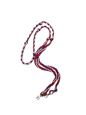 Red white and blue Barrel Reins, Round with grip knots
