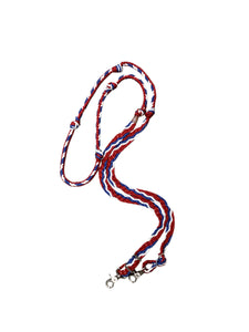 Red white and blue Barrel Reins, Round with grip knots