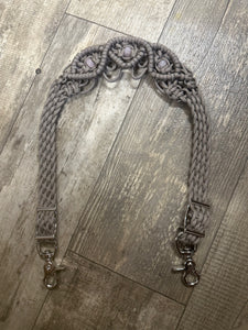 Fancy wither strap in tan with rose quartz