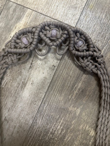 Fancy wither strap in tan with rose quartz