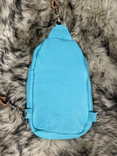 Blue alligator small sling bag