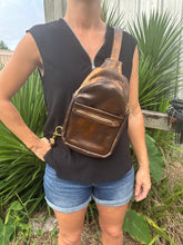 Bronze Leather small sling bag