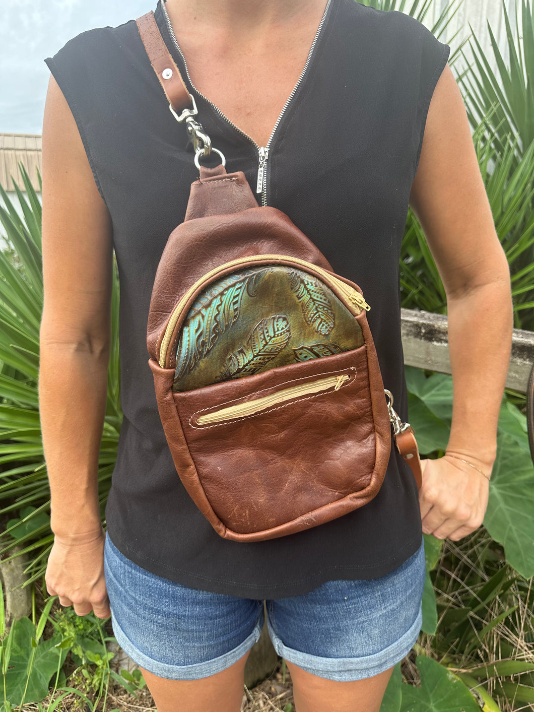 Feather sling bag