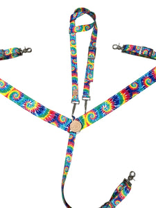 Tie dye  print  tack set breast collar nylon horse size
