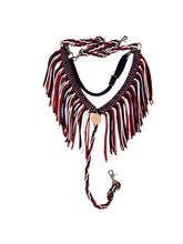 Red white and midnight blue fringe breast collar with wither strap