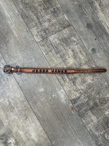 TBT Hand tooled personalized leather dog collar leather tooled