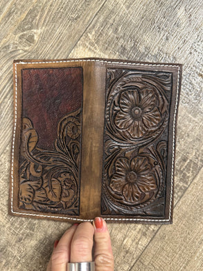 Handmade TBT leather tooled long wallet