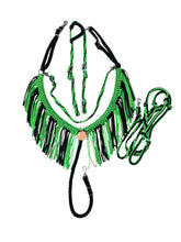 Black and Neon green Tack set with barrel reins …. All sizes.