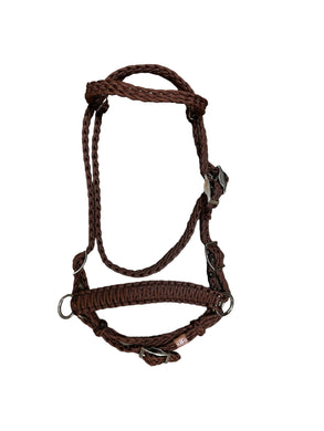 Chocolate brown complete bitless bridle side pull hackamore with reins ....pony, Cob, Horse. or Draft horse size