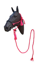 Lariat mule tape horse halter with lead pink