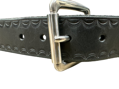 Hand made black leather belt