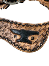 Hand tooled and painted Custom  spur straps basketweave.