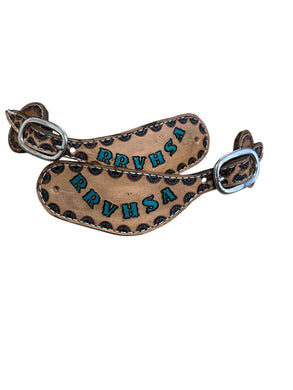 Hand tooled and painted junior spur straps