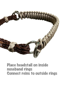 Desert sand side pull hackamore  bitless attachment.... with black or  brown chinstrap...all sizes