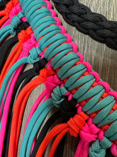 fringe breast collar hot pink,  black,turquoise, and orange  with a wither strap