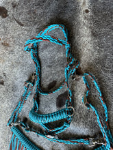 bitless fringe Tack set neon turquoise and brown.