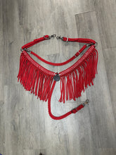 Red fringe breast collar with wither strap