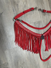 Red fringe breast collar with wither strap