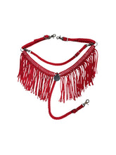 Red fringe breast collar with wither strap