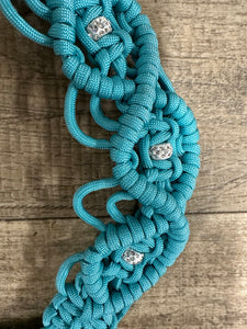 Fancy wither strap in turquoise with rhinestones