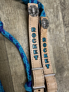 Personalized Barrel Reins leather and paracord , Round with grip knots...You choose color and length