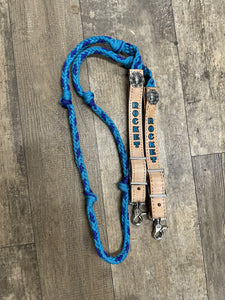 Personalized Barrel Reins leather and paracord , Round with grip knots...You choose color and length