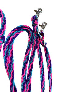 Flat braided Barrel Reins with  grip knots you can choose color and length