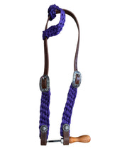 One ear mule tape and leather bridle with conchos and Jeremiah Watt hardware