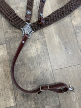 Mule tape horse tack set with breast collar and one ear headstall with conchos and Jeremiah Watt buckles