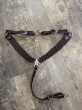 horse breast collar mule tape in brown with leather tugs conchos and Jeremiah Watt hardware