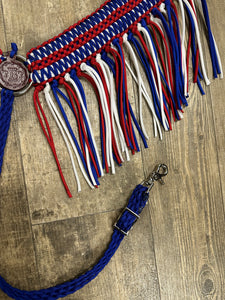 Red white and Blue Wide fringe breast collar