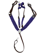 Mule tape horse tack set with breast collar and two ear headstall with conchos and Jeremiah Watt buckles
