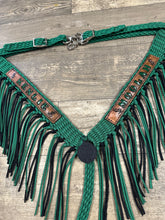 Personalized leather and paracord fringe breast collar  horse tack