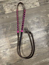 Leather laced barrel reins loop reins brown harness leather