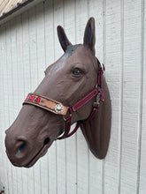 PERSONALIZED burgundy nylon horse halter