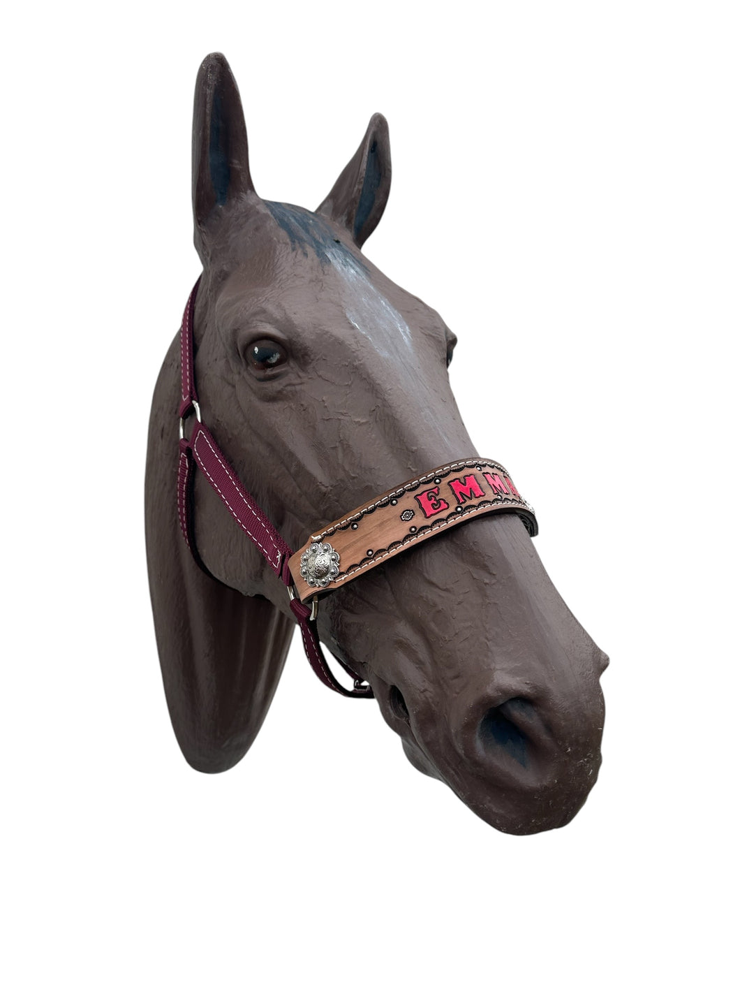 PERSONALIZED burgundy nylon horse halter