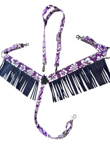 purple Aloha  fringe tack set breast collar nylon horse size